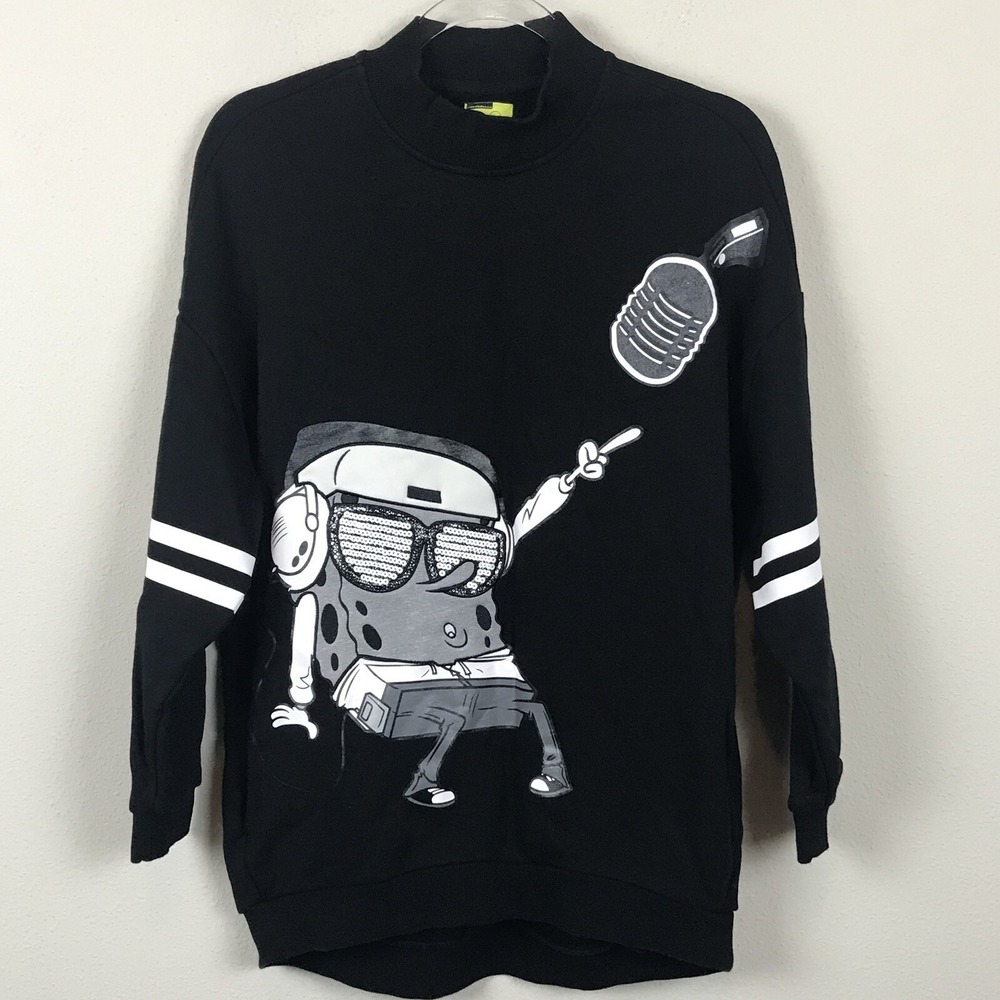 SpongeBob Nickelodeon Sweatshirt L Y2K Cartooncore Streetwear Nostalgia Black